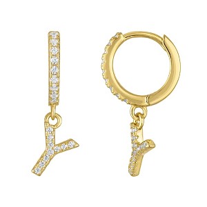 Junior Jewels 14K Gold Over Sterling Silver Cubic Zirconia Initials Drop Earrings - 1 of 2