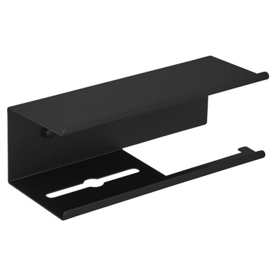 Matte Black Stainless Steel Wall Mounted Toilet Paper Holder with Shelf