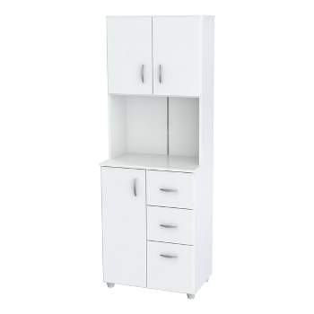 4 Shelves Kitchen Microwave Storage Cabinet White - Inval