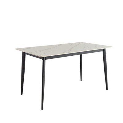 Anybear 55" Dining Table Table with Porcelain Table Top and Metal Legs, for 4-People