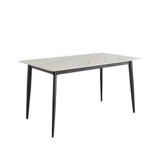 Anybear 55" Dining Table Table with Porcelain Table Top and Metal Legs, for 4-People - 1 of 4