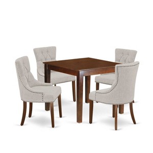 HomeStock 5-Pc Mahogany Finish Solid Wood Top - Square Dining Room Set - Seats 4 - 1 of 4