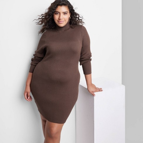 Women's Long Sleeve Bodycon Mini Sweater Dress - Wild Fable™ Dark
