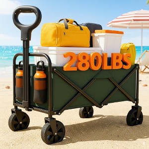 Foldable Collapsible Durable All Terrain Utility Pull Camp Beach Wagon - 1 of 4