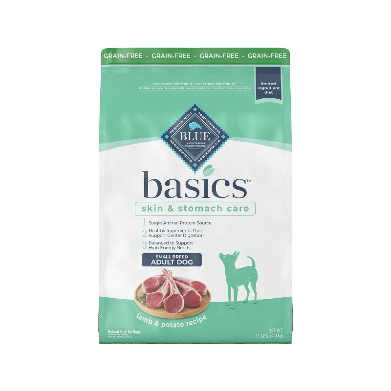 Blue Buffalo Basics Skin &#38; Stomach Care  Grain Free Natural  Lamb &#38; Potato Recipe Small Breed Dry Dog Food - 11lbs, 1 of 13