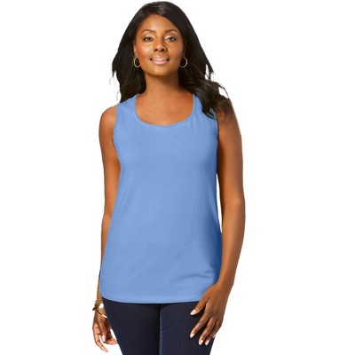 Jessica London Women's Plus Size Stretch Cotton Horseshoe Neck Tank