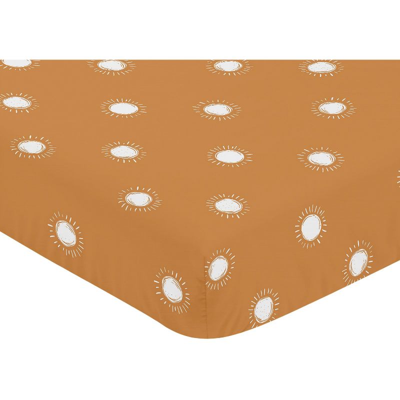 Sweet Jojo Designs Gender Neutral Baby Fitted Crib Sheet Boho Sun Orange and White, 4 of 8