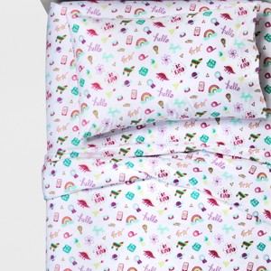 Twin Doodle Darlings Sheet Set - Pillowfort , Pink