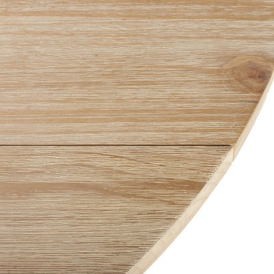 Round Beige Reclaimed Wood Extendable Dining Table