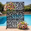 Orieon 70"H x 47"W Outdoor Metal Privacy Screen – Freestanding Decorative Garden Fence, Rustproof Patio Divider & Trellis. - 2 of 4