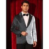 INSPIRE CHIC Men's Color Block Peak Lapel Wedding Sparkly Sequin Blazers - 2 of 4