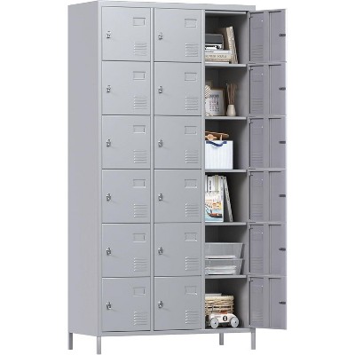 Aobabo 18 Doors Metal Storage Locker for Employees, Storage Locker for Employees School Office Gym Bedroom, Black, Assembly Required