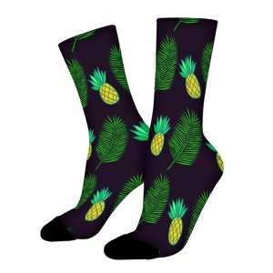 Tropical Leaf Palm Ananas Women Printed Crew Socks Funny Funky Socks Soft Polyester Novelty Gifts for Artists Men - 1 of 1
