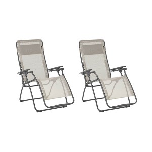 Lafuma Futura Zero Gravity Outdoor Steel Lawn Recliner Chair, Seigle (2 Pack) - 1 of 3