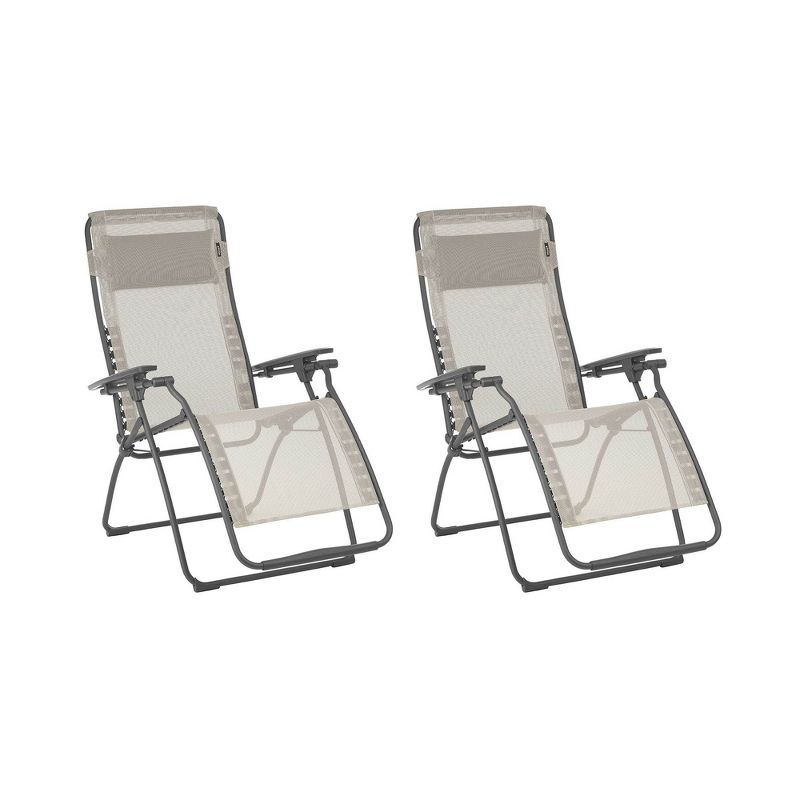 Lafuma Futura Zero Gravity Outdoor Steel Lawn Recliner Chair, Seigle (2 Pack), 1 of 5