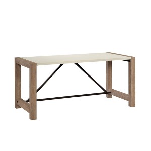 Sauder Dixon City Executive Desk Brushed Oak: Farmhouse Style, Metal Frame, Paper Laminate Surface - 1 of 4