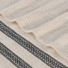 Zero Twist Cotton Ribbed Modern Geometric Border Assorted 3 Piece Bathroom Towel Set by Blue Nile Mills - 4 of 4