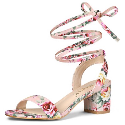 Allegra K Women's Block Heel Lace Up Heel Sandals