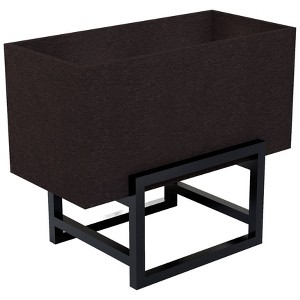 Vioscapes 2pc Rectangular Coffee Bean Husk Metal and Recycled Plastic Outdoor Planter Basket with Stand Brown 20"x10"x18" - 1 of 4