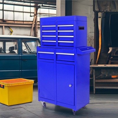 NicBex Detachable 5-Drawer Rolling Tool Chest Mobile Tool Cart with Cabinet and Adjustable Shelf for Garage