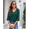 Coolmee 3/4 Length Sleeve Womens Tops V-Neck Lace Tunic Tops Business Casual Blouses - 4 of 4
