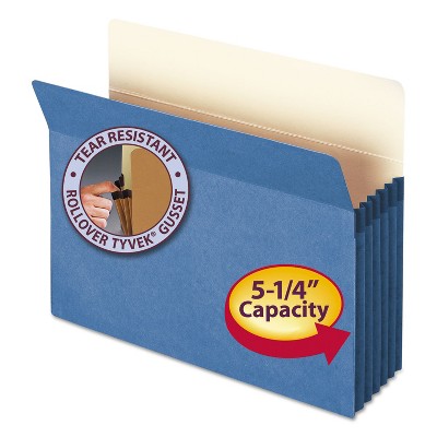 Smead 5 1/4" Exp Colored File Pocket Straight Tab Letter Blue 73235