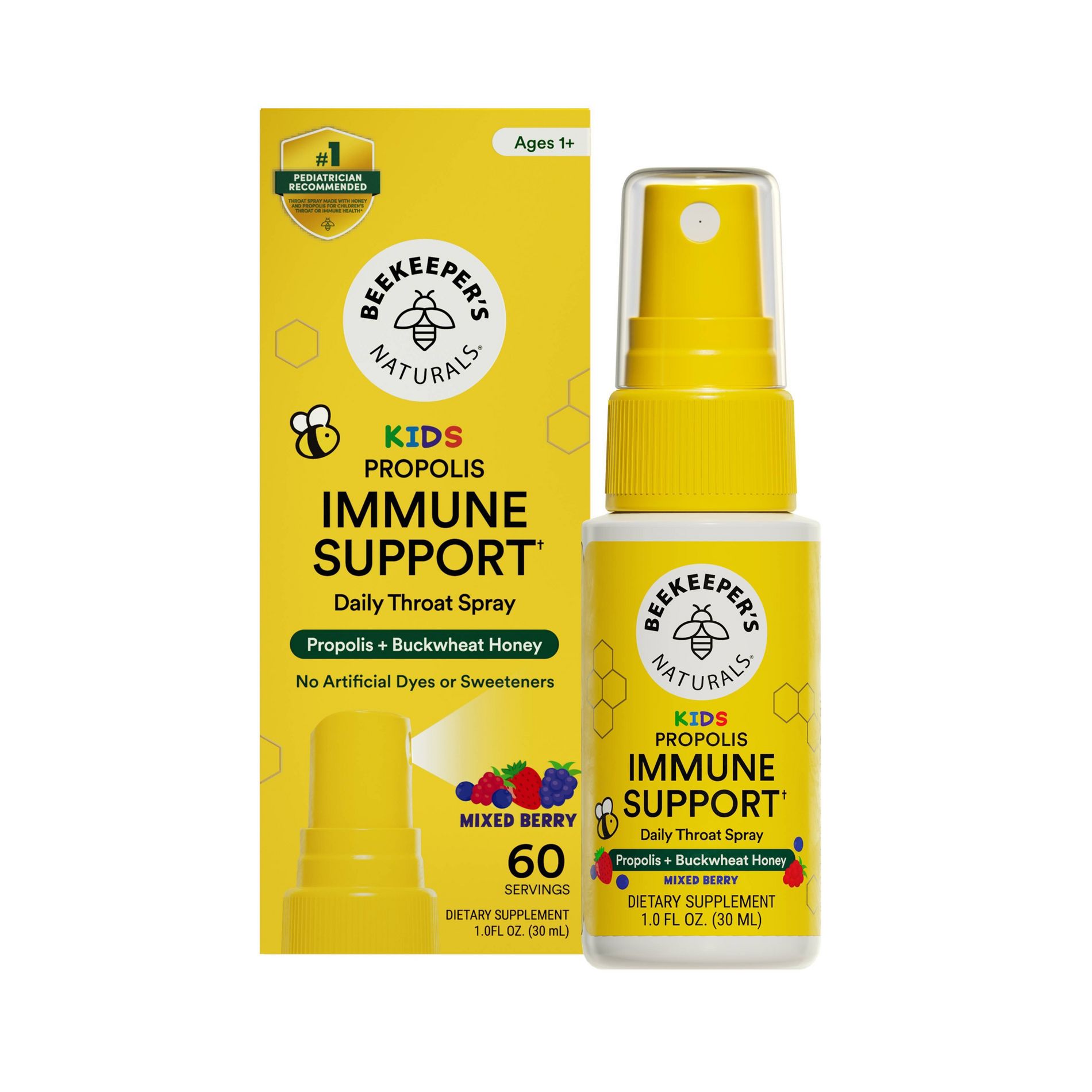 Beekeeper's Naturals Kids' Propolis Immune Support Throat Spray - Mixed Berry - 1oz