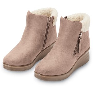 Collections Etc Stylish Fleece Trimmed Faux Suede Side Zip Boots - 1 of 4