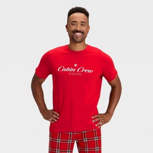 Men's "Cabin Crew" Short Sleeve Holiday Matching Family Pajama Shirt - Wondershop™ Red - 1 of 4