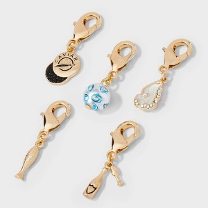 Fish Caviar Oyster Charm Set 5pc - A New Day™ Gold/White/Black - 1 of 2