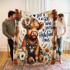 Lomsoe Cute Cow Flannel Blanket - Floral & Heart Print, Soft All-Season Throw for Camping, Sofa, Bed, Christmas Gift. - 3 of 4