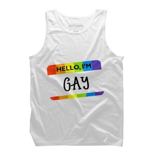 Adult Design By Humans Hello I'm Name Tag Rainbow Pride By MINHMINH Tank Top - 1 of 2