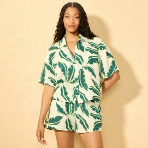 Women's Palm Leaf Print Cover Up Shirt - Shade & Shore™ Multi - 1 of 4