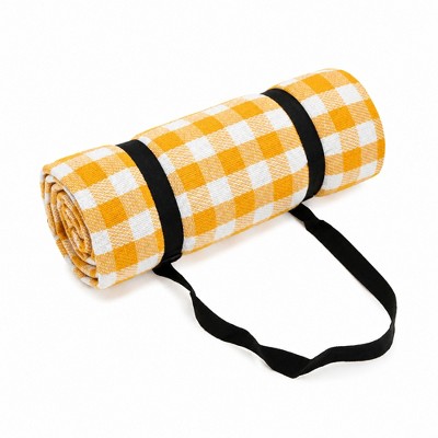 Unique Bargains Foldable Picnic Blanket Yellow White 1 Set : Target