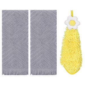 REGALWOVEN 3 Pcs Bathroom Soft and Absorbent Decorative Hand Towel - 1 of 4