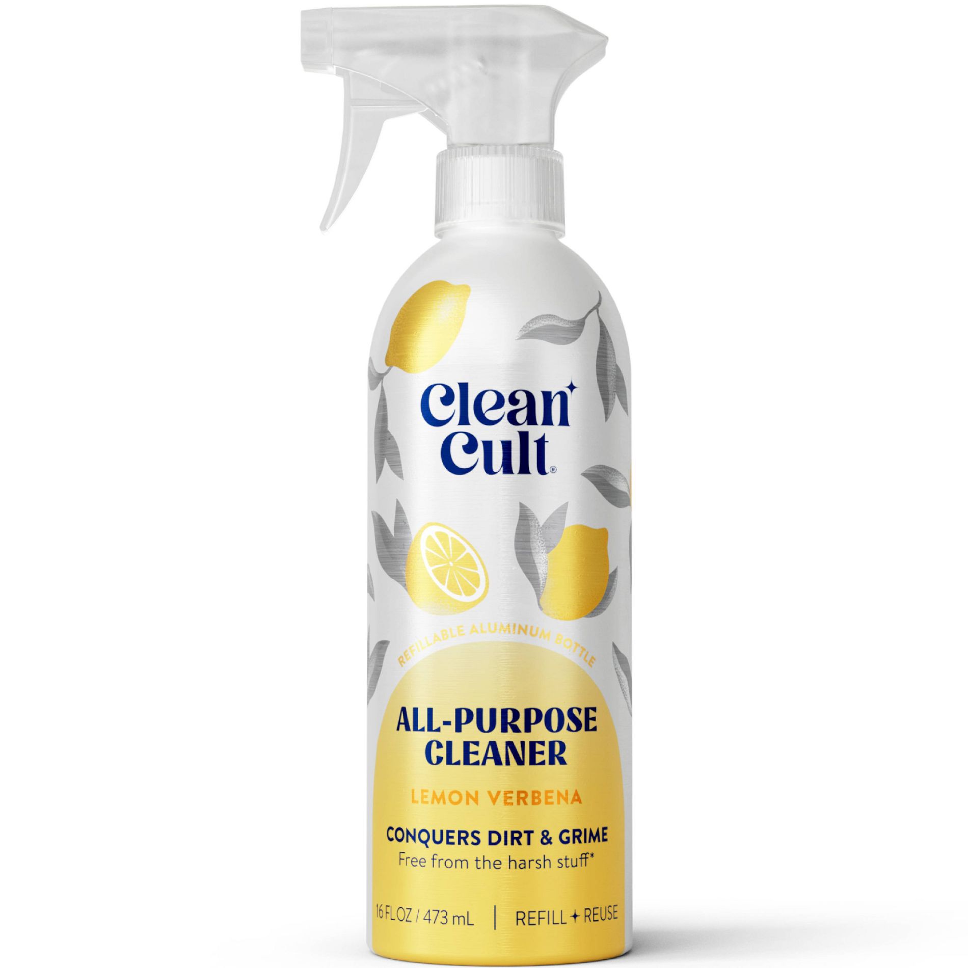 Cleancult All Purpose Cleaner - Refillable Aluminum Bottle - Lemon Verbena - 16 fl oz