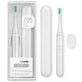 Aquasonic Icon ADA-Accepted Rechargeable Toothbrush | Magnetic Holder & Slim Travel Case | 2 Brushing Modes & Smart Timers | Modern & Convenient