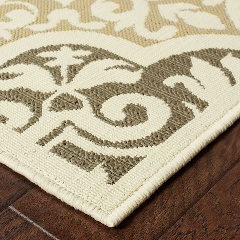 Bombay Floral Tile Patio Rug Ivory/Gray, 3 of 8