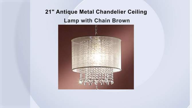 21&#34; Antique Metal Chandelier Ceiling Lamp with Chain Brown - Ore International, 2 of 5, play video