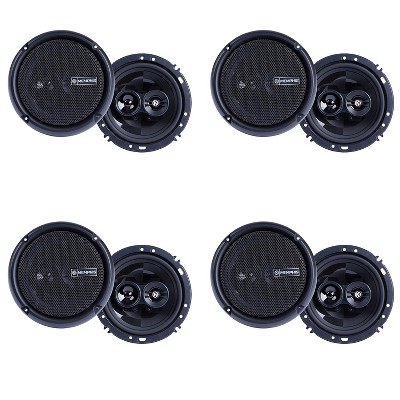  Memphis Audio PRX603 Power Reference Series 6.5 inch 3 Way Coaxial Car Audio Speaker System, Black (4 Pack) 