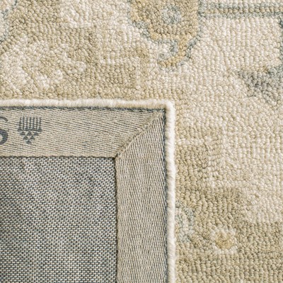 Ivory and Beige Wool Tufted Runner Rug