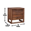 Vynxaria 2-Drawer Nightstand - Mocha Brown Finish, Solid Kiln-Dried Pine, Side Metal Glides, Antique Silver Hammered Hardware, Beveled Platform Base - 4 of 4