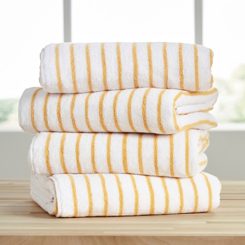 Cabana Stripe 100 Cotton Pool And Beach Towels Oversized Absorbent Quick dry Towels Becky Cameron Yellow Pack Of 4 Target