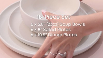 Matte Linen Ceramic 8" Salad and Dessert Plate Set