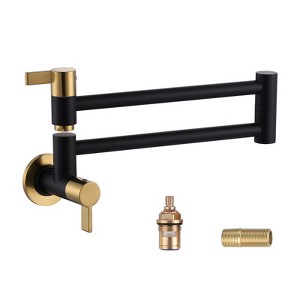WOWOW Solid Brass Wall Mounted Pot Filler Faucet with Double Joint Swing Arms - 1 of 4