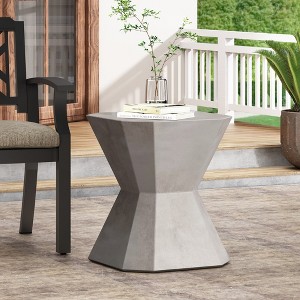 Maggift Patio End Tables, Stylish End Tables for Indoor and Outdoor Use, Ideal for Gardens, Backyard, With Special Design, Gray, 17.25"*17.25"*20.25" - 1 of 4