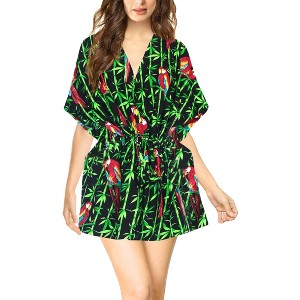 LA LEELA Women's Summer Plus Size Beach Dress Coverups Mini Loose Holiday Swimwear Bathing Suit Dress Beach Wear Swimsuit Cover-up - 1 of 4