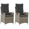 vidaXL Reclining Patio Chairs 2 pcs with Cushions Gray Poly Rattan - 2 of 4