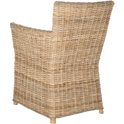Gray Rattan Transitional Accent Arm Chair