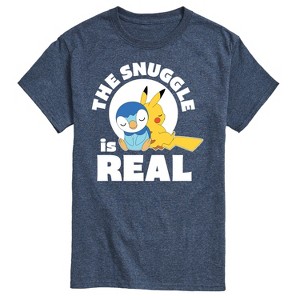 Men's - Pokémon - The Snuggle Is Real Pikachu and Piplup -Men's Short Sleeve Graphic T-Shirt Short Sleeve Graphic T-Shirt - 1 of 4